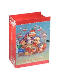 Шкатулка-книга с пуговицей картон Лесные зверюшки M (20х14х6) (39264)