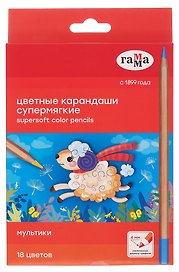 Карандаши цветные «Мультики», ГАММА, 18 цветов