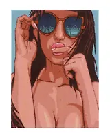 Алмазная мозаика (классическая), с подрамником, с полным заполнением "Загорелая девушка", 30 х 40 см