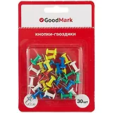 Кнопки гвоздики 30 штук, цветные, GoodMark
