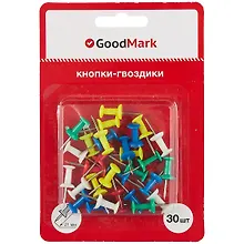 Кнопки-гвоздики GoodMark, 30 штук, цветные