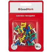 Кнопки гвоздики 30 штук, цветные, GoodMark