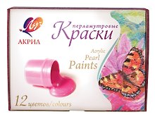 Краски акриловые перламутровые, 12 цветов, 15мл, Луч