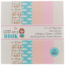 Бумага для скрапбукинга «Lost on a Book», 12 листов, 30,5х30,5 см, 6 дизайнов