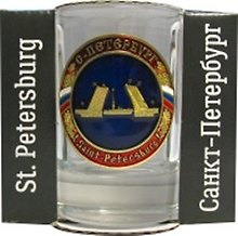 Сувенир, АКМ, Набор стопок Виды СПБ с мет.знач. 1шт., стекло CT-M-01-1