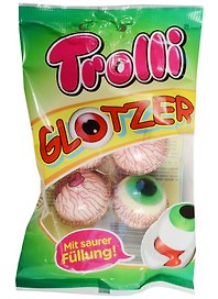 Мармелад жевательный фас. TROLLI Глаза с супер кислой жидкой клубничной начинкой 75гр.