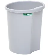 Корзина для бумаг 12л цельная, серая, Стамм