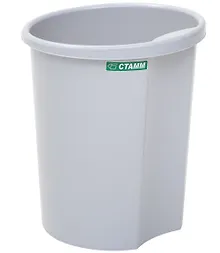 Корзина для бумаг 12л цельная, серая, Стамм