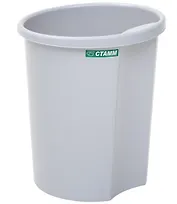 Корзина для бумаг 12л цельная, серая, Стамм