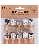 Прищепки декоративные с веревкой "Пушистые хвостики"