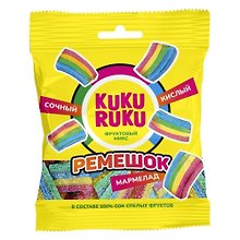 Мармелад жевательный KUKU RUKU ФРУКТОВЫЙ МИКС кислый (ремешки), 150г