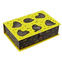 Шкатулка-книга с пуговицей картон S Fat cat (18,5х12х5см) (12-Kairui-RZ-S2-0001-01)
