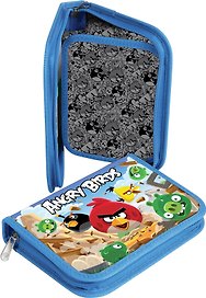 Пенал 1отд. "ANGRY BIRDS" 19*13см, синий, доп.откидная секция, Hatber
