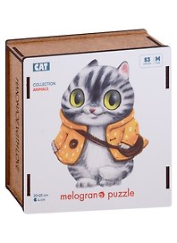Деревянный пазл «Кот в курточке» элемент 4 см, Melograno Puzzle