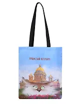 Сумка-шоппер СПб Пушистый Петербург Огюст (черная) (текстиль) (40х32)