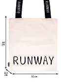 Сумка-шоппер Runway с надписью на ручках бежевая, текстиль 40см.*32см. - 1