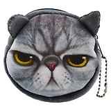 Монетница плюшевая на молнии Кошачьи мордочки (8 см) (ПВХ бокс) (12-12098-HJ-62)