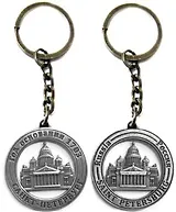 Сувенир, АКМ, Брелок "Исаакий.",  металлический, рельефный, цвет античное олово