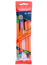Ручки шариковые Erich Krause, R-301 Orange Stick, 4 цвета 0,7 мм