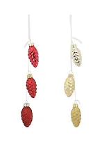 Новогоднее подвесное украшение Шишки гроздь в ассортименте (стекло) (2,5x6) (95668)