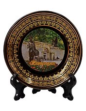 Магнит-тарелка Беседка Пятигорск,Вход Озеро Провал (Пятигорск) (фарфор) (7см) (026-7BL-142-3)