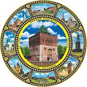 Магнит-тарелка с подставкой Дмитриевская башня (фарфор) (7см) (Нижний Новгород) (026-7K8-76-1)