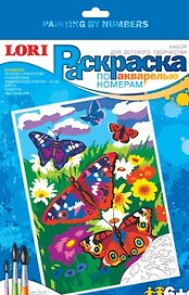 Раскраска по номерам акварелью Рн-011 Бабочки (6+) (набор для творчества) (коробка)