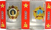 Сувенир, АКМ, Набор стопок Ордена  с мет.знач 2шт., стекло CT-M-34-2