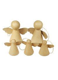 Фигурка из папье-маше Ангелочки/подвес (NO740) (объем.) (5шт) (3,5х6,5х6/10х8х5см) (упаковка)