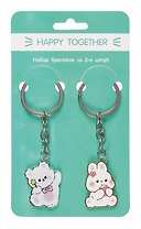 Брелоки парные Happy Together Kawaii Зайка и Мишка (акрил) (2 шт) (12-15521-P2)