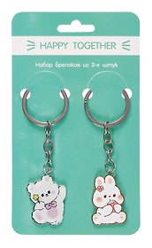 Брелоки парные Happy Together Kawaii Зайка и Мишка (акрил) (2 шт) (12-15521-P2)