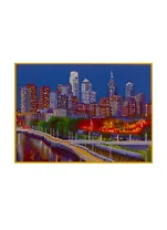 Алмазная мозаика ТМ Рыжий Кот 40х50см с подрамником с полным заполнением (блест.) (32 цв.) НЕБОСКРЁБЫ У ВОДЫ (Арт. AS4028)