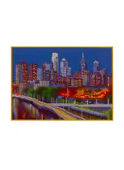 Алмазная мозаика ТМ Рыжий Кот 40х50см с подрамником с полным заполнением (блест.) (32 цв.) НЕБОСКРЁБЫ У ВОДЫ (Арт. AS4028)