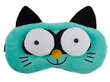 Маска для сна Кот с объемными глазами (плюш) мятная