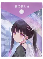 Папка-конверт А6 на кнопке "Аниме. Девушка с крыльями под зонтиком (цветная)", вертикальная