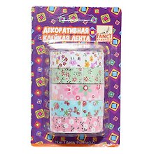 Лента FANCY клейкая декоративная Весенний сад, текстиль, 15мм x 1.5м 5шт