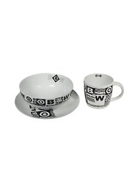 Набор для завтрака Black&White (кружка 330мл салатник 15,9см тарелка 19,8см) фарфор GiftLand (8520 B&W)