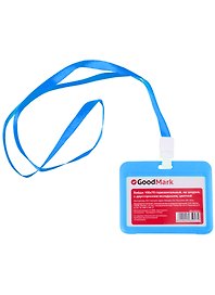 Бейдж 100*70 горизонтальный, на шнурке, пластик, цветной, ассорти, GoodMark