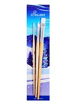 Набор кистей «Зима»  белая синтетика скос  №8, плоская  №10,  круглая №3