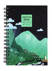 Скетчбук А5 100л "Green world" белый офсет, 100г/м2, евроспираль