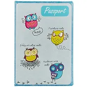 Обложка для паспорта Совуньи на синем фоне (ПВХ бокс)