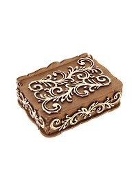 Шкатулка дерево темная с белыми резными элементами (10х14х5) (1038783)