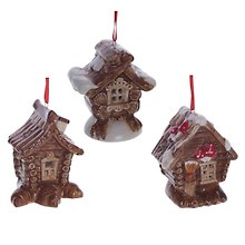 Украшение новогоднее Избушка с подсветкой, 3 варианта (керамика) (7х5х8)