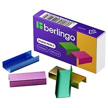 Скобы для степлера №24/6, Berlingo, 1000 штук, цветные