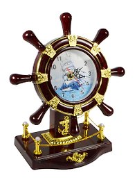 Часы Штурвал на подставке  (28x23x13см) (50003)
