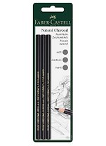 Карандаши угольные "Pitt", 3шт., мягкий/средний/твердый, блистер, Faber-Castell