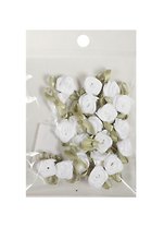 Пришивные розочки с листиками белые (1,5см)(20шт)(пакет) (11-01055-QS73-7)