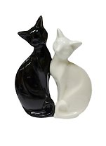 Фигурка Пара кошек белая и черная (26х20) (керамика) (390-472)