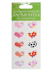 Декоративные элементы из акрила Набор №13 Сердечки (2-336/13) (10шт.) (Hobby Time) (упаковка)