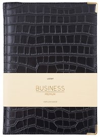 Книга для записей А4 100л кл. "BUSINESS PREMIUM. Impact (черный)" иск.кожа, поролон, мет.уголки, тонир.блок. зол.торец, 2 ляссе, инд.уп.